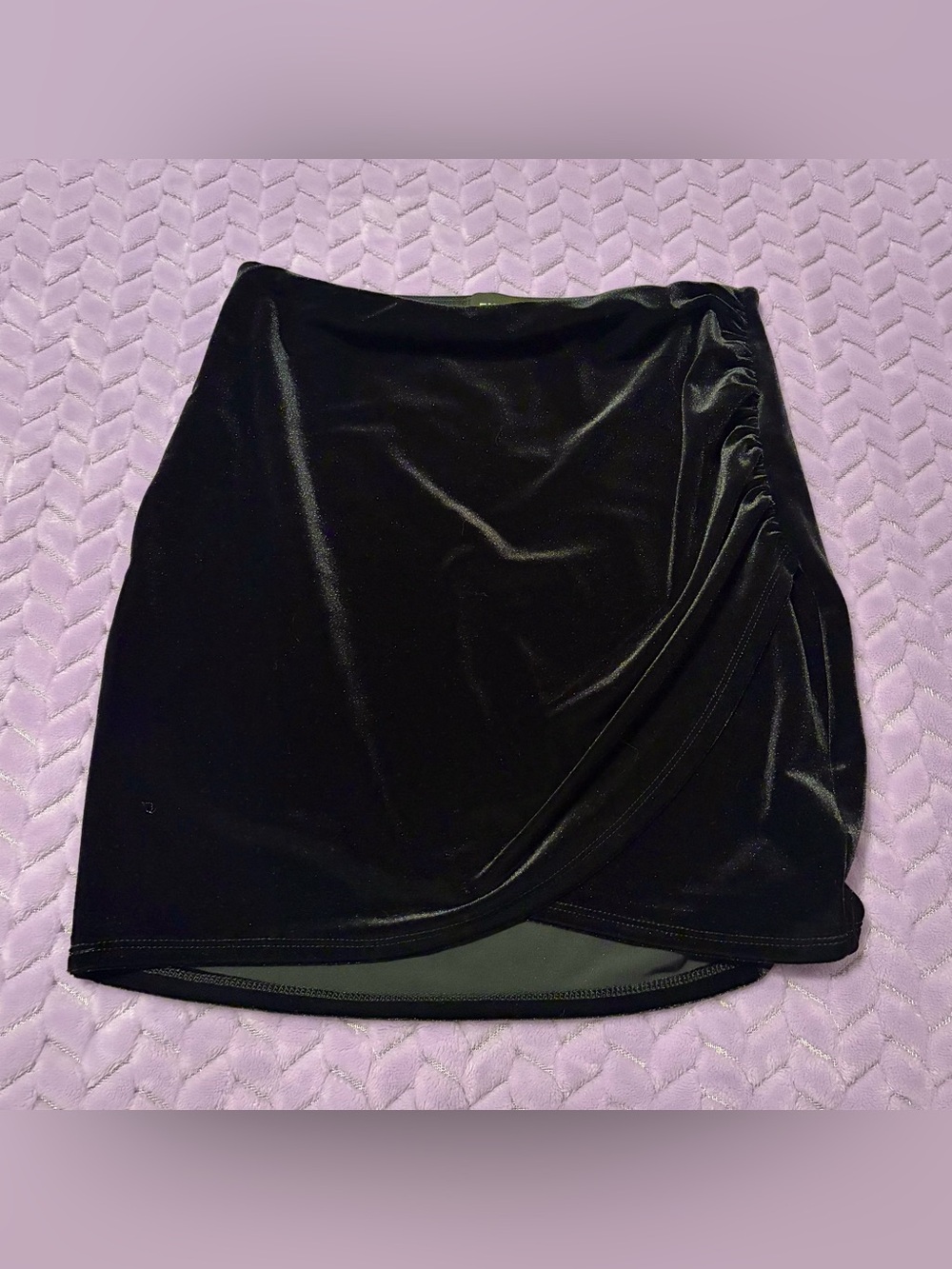 NWT Express Black Velvet Wrap-Front Mini Skirt